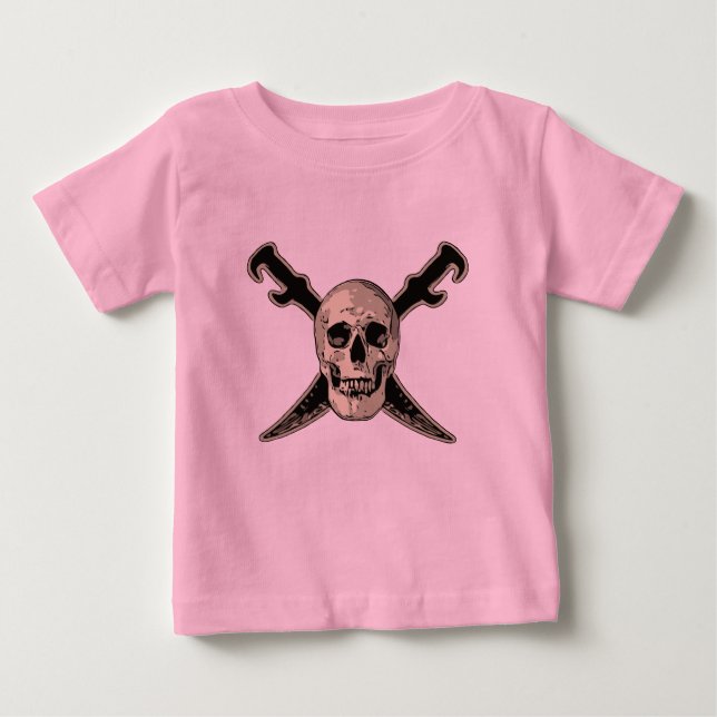 Camiseta Para Bebê Pirate (Caveira) - Baby Fine Jersey T Shirt (Frente)