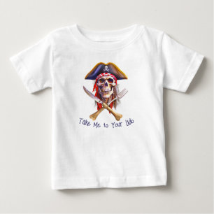 Camiseta Para Bebê Pirate Skull me leva ao seu Lido para crianças