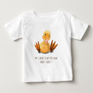 Camiseta Para Bebê Piscar os olhos de Reprodução de Pato Amarelo Fe