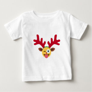 Camiseta Para Bebê piscar os olhos emoji de renas do xmas