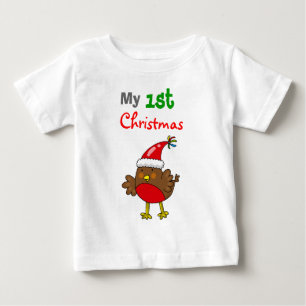 Camiseta Para Bebê Pisco de peito vermelho do papai noel, meu ø Nata