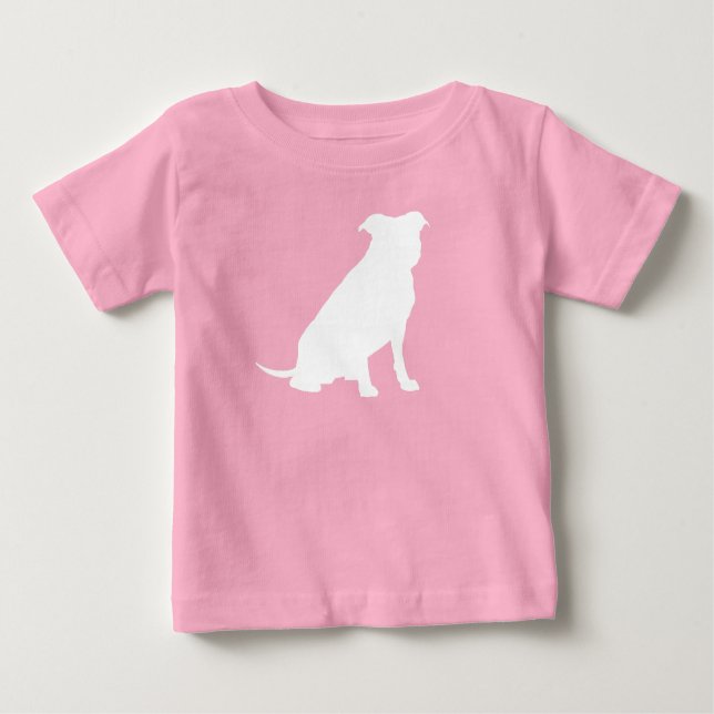 Camiseta Para Bebê Pit Bull Dog Chá de fraldas Pink Girl Pitbull (Frente)