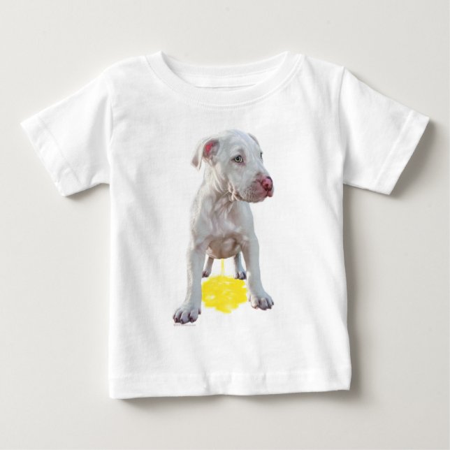 Camiseta Para Bebê Pit Bull Puppy Pidddles OOPS Shirt (Frente)