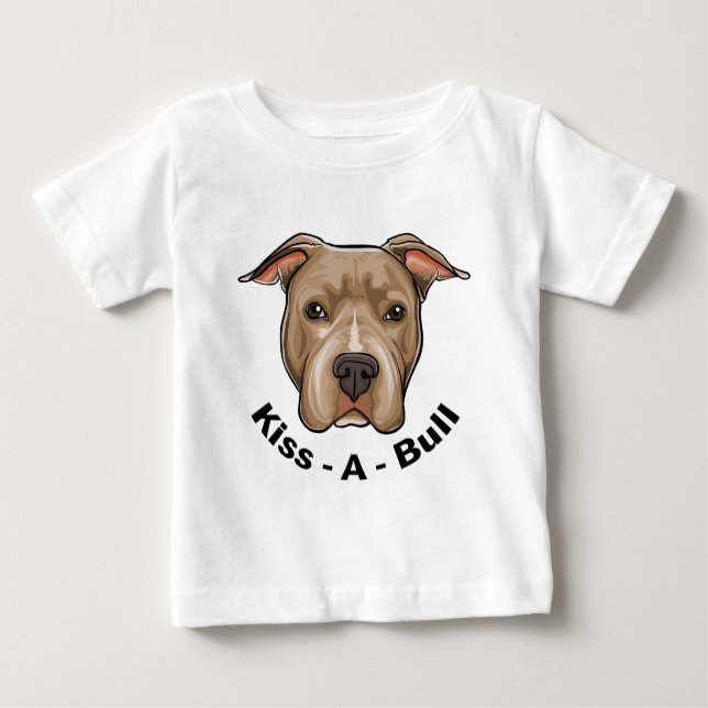 Camiseta Para Bebê Pitbull de Beijo-UM-Bull (Frente)
