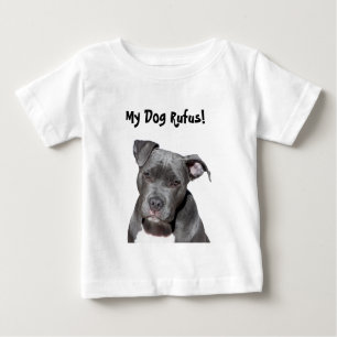 Camiseta Para Bebê Pitbull preto editável