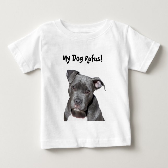 Camiseta Para Bebê Pitbull preto editável (Frente)