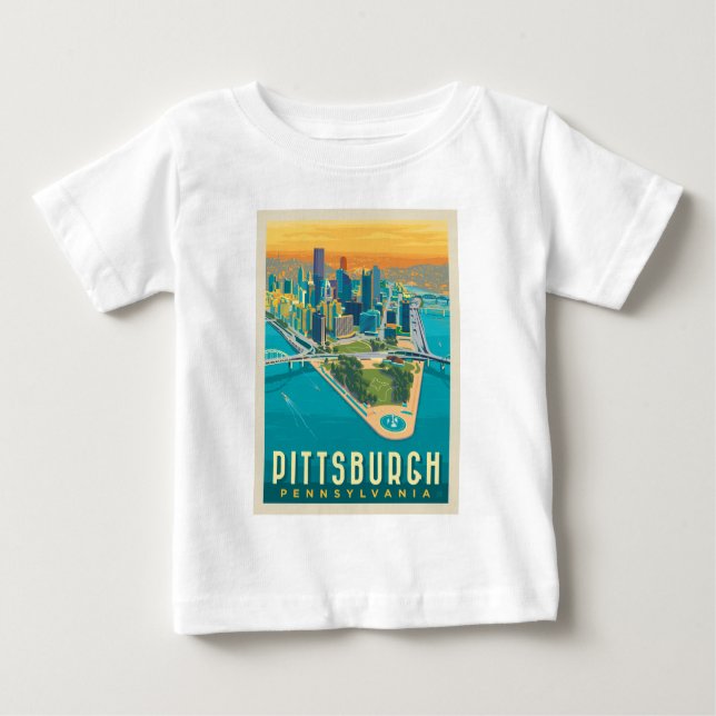Camiseta Para Bebê Pittsburgh, PA | Vista de Olho de Pássaro (Frente)