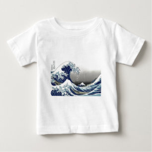 Camiseta Para Bebê PixDezines Vintage, Grande Onda, Hokusai 葛飾北斎の神奈川沖