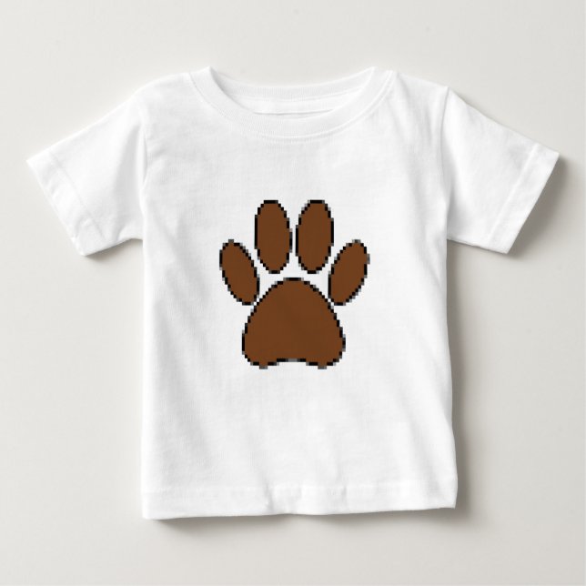 Camiseta Para Bebê Pixel Dog Paw Print (Frente)