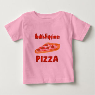 Camiseta Para Bebê Pizza da felicidade da saúde