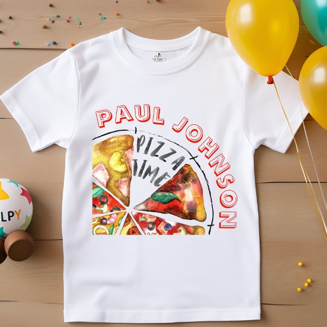 Camiseta Para Bebê Pizza de aquarela personalizada (Criador carregado)