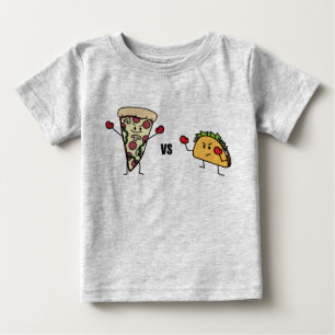 Camiseta Para Bebê Pizza de Pepperoni CONTRA o Taco: Mexicano contra