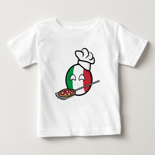 Camiseta Para Bebê Pizza do fazer de Polandball - de Italyball (Frente)