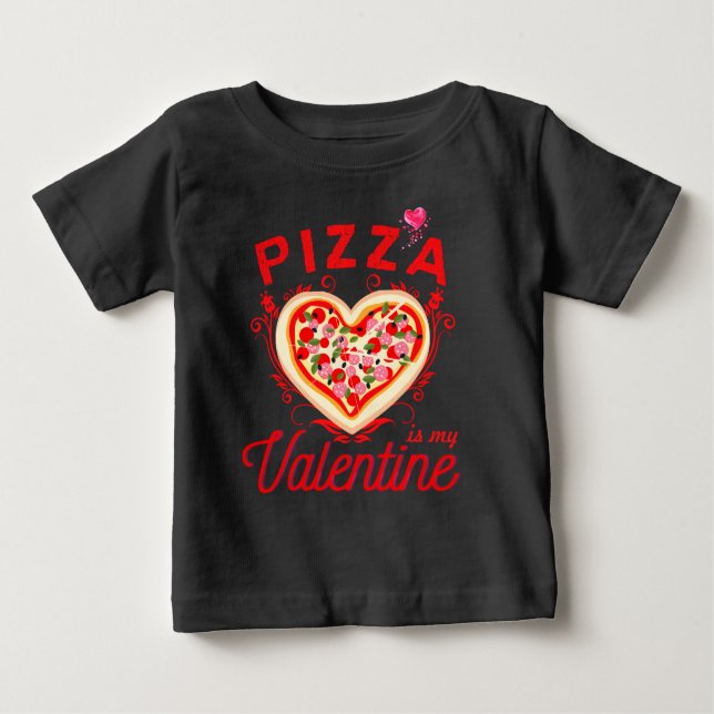 Camiseta Para Bebê Pizza É Meu Dia de os namorados Engraçado Namorado (Frente)