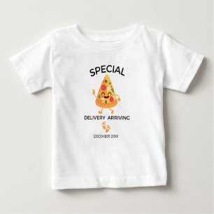 Camiseta Para Bebê Pizza especial chegando presente de bebê