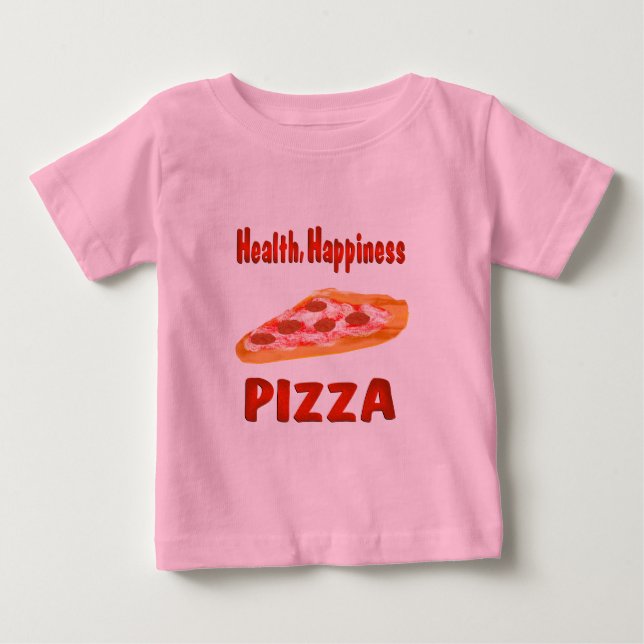 Camiseta Para Bebê Pizza Felicidade para Saúde (Frente)
