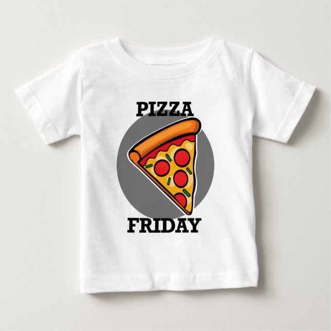 Camiseta Para Bebê Pizza Friday Design - Baby Fine Jersey T Shirt (Frente)