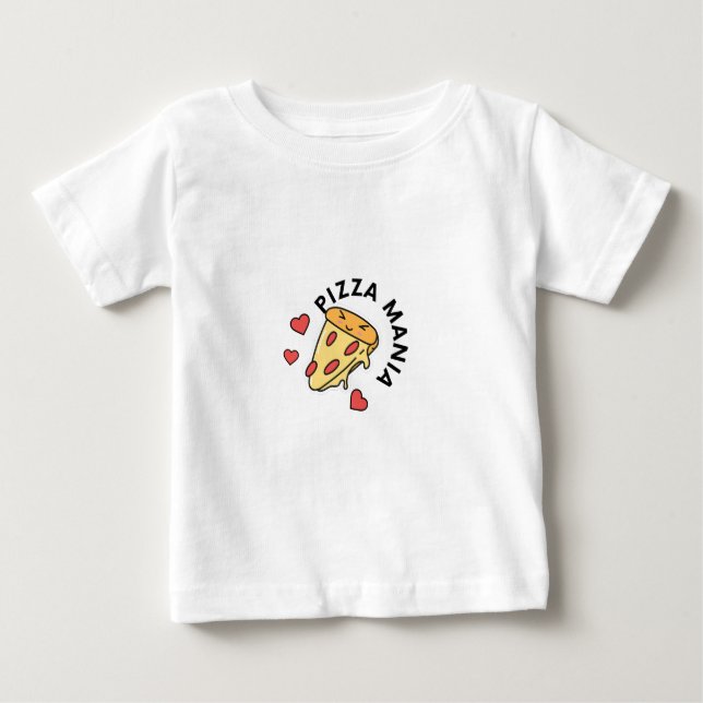 Camiseta Para Bebê Pizza Mania (Frente)