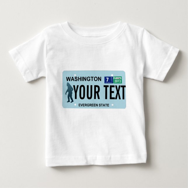 Camiseta Para Bebê Placa de Licença de Washington Sasquatch (Frente)