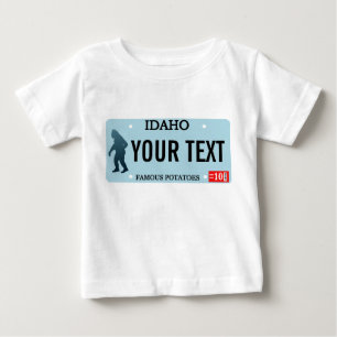 Camiseta Para Bebê Placa de Licença Idaho Sasquatch