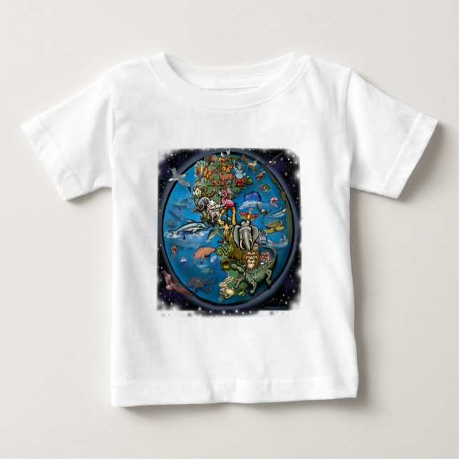 Camiseta Para Bebê Planeta Animal (Frente)
