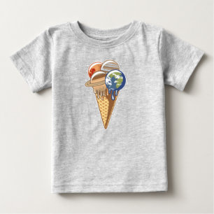 Camiseta Para Bebê Planeta Cone de Sorvete Comida Divertida