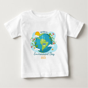 Camiseta Para Bebê Planeta de Texto Personalizado do Dia Mundial do A