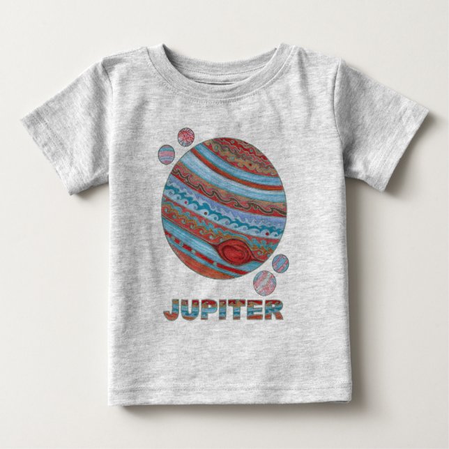 Camiseta Para Bebê Planeta Júpiter E Moon, Moon, Moon, Geek Espacial (Frente)