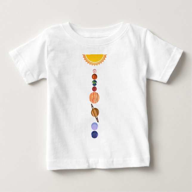Camiseta Para Bebê Planetas do Sistema Solar (Frente)