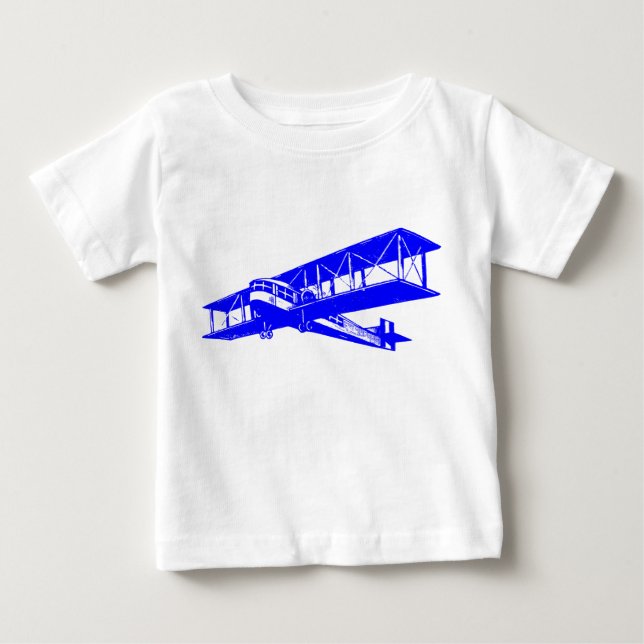 Camiseta Para Bebê Plano de Vintagem - Azul (Frente)