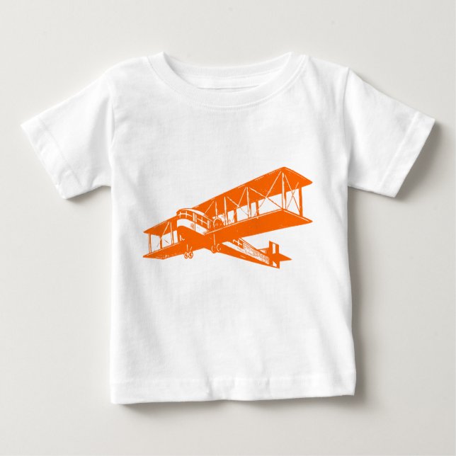 Camiseta Para Bebê Plano Vintage - Laranja (Frente)