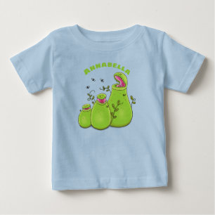 Camiseta Para Bebê Plantas jarro carnívoras verdes engraçadas desenho