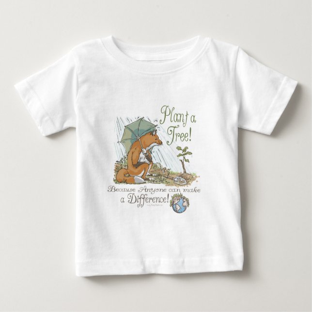 Camiseta Para Bebê Plante uma engrenagem do Fox do Dia da Terra da (Frente)