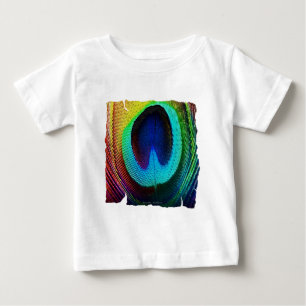 Camiseta Para Bebê Pluma de Pavão Vibrante