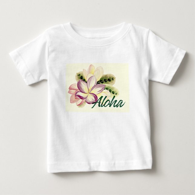 Camiseta Para Bebê Plumeria Aloha (Frente)