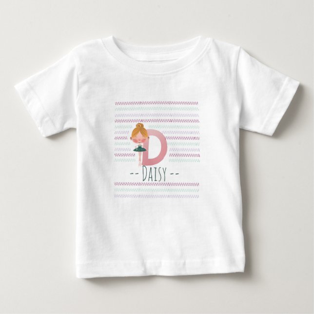 Camiseta Para Bebê Plush Plink Ballerina - Letra D Toddler (Frente)