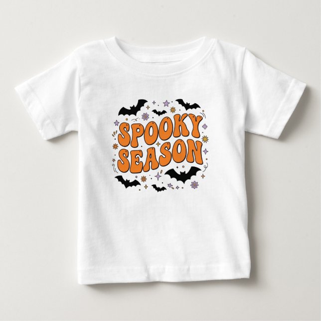 Camiseta Para Bebê PNG de Morcegos Assustadores de Halloween Boho (Frente)