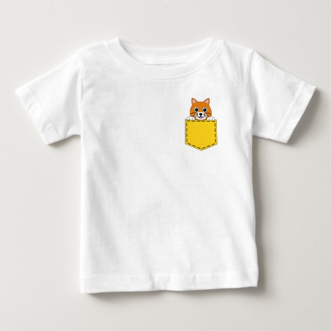 Camiseta Para Bebê Pocket Pet Cat (Frente)