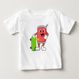 Camiseta Para Bebê Pode como skater com skate