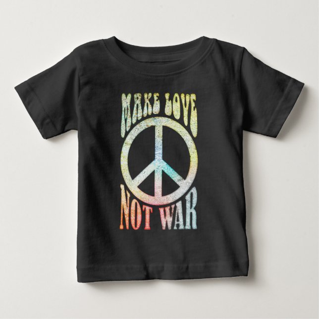 Camiseta Para Bebê Poder das Flores Paz - Faça Amor Não Guerra 1 (Frente)