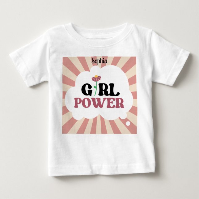 Camiseta Para Bebê PODER FEMININO. Nome editável (Frente)