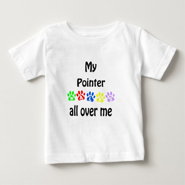 Camiseta Para Bebê Pointer Walks Design (Frente)