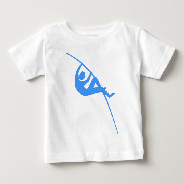 Camiseta Para Bebê Pole Vaulting - Azul Bebê (Frente)