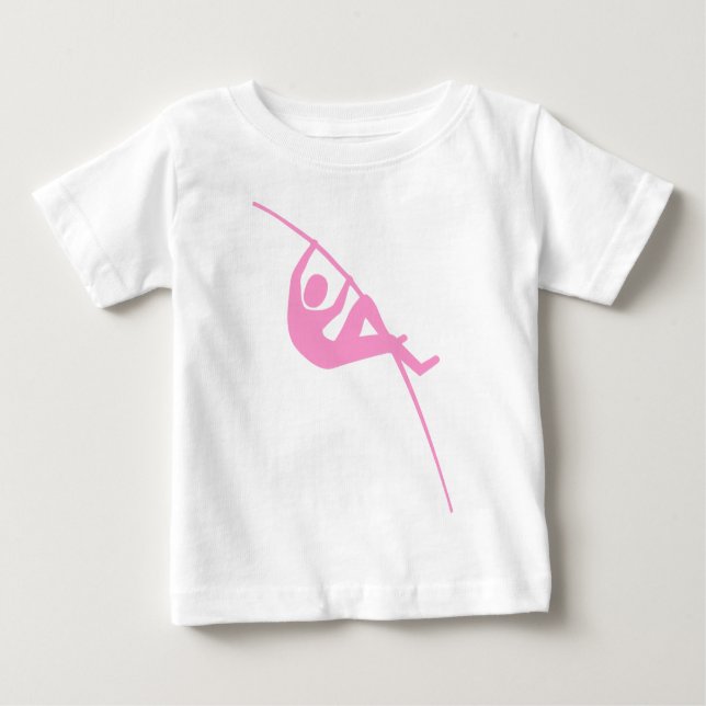 Camiseta Para Bebê Pole Vaulting - Rosa (Frente)