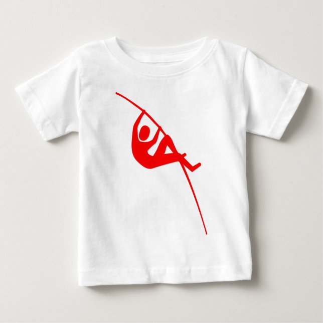 Camiseta Para Bebê Pole Vaulting - Vermelho (Frente)