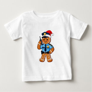 Camiseta Para Bebê Policial de Pão de Mel Natal 2026 Feriado
