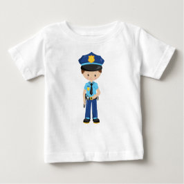 Camiseta Para Bebê Policial, Policial, Policial, Cabelo Marrom