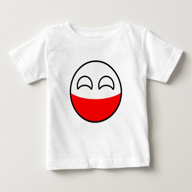 Camiseta Para Bebê Polônia Geeky de tensão engraçado Countryball (Frente)