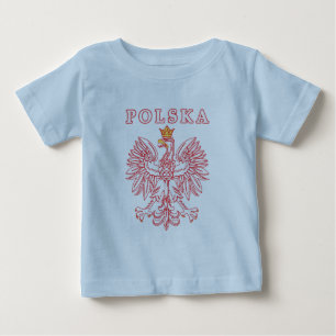 Camiseta Para Bebê Polska Com Águia Polonesa Vermelha