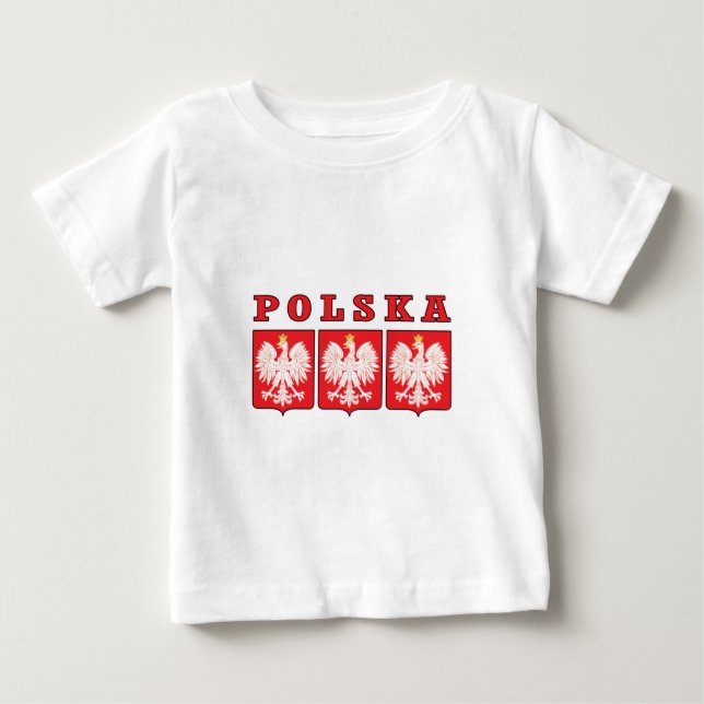 Camiseta Para Bebê Polska Eagle Shields (Frente)